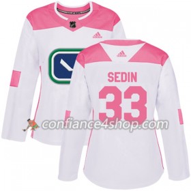 Adidas Maillot de Hockey Vancouver Canucks Henrik Sedin 33 2017-2018 Blanc Rose Fashion Authentic - Femme